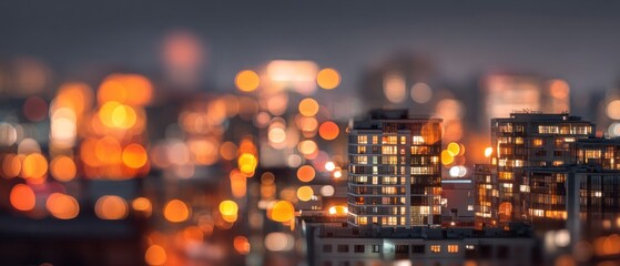 Obraz premium Night City Lights: A bokeh Metropolis at Dusk