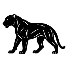 Fototapeta premium Majestic Black Jaguar Side View Vector Illustration - Sleek Melanistic Cat