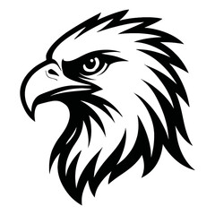 Obraz premium Eagle Head Black and White Mascot Icon - Powerful Bird Symbol