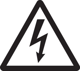 Silhouette vector of a high voltage warning triangle icon, ideal for safety signs, hazard labels, and caution signs.