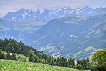 Obraz premium Panoramic view of the Mont Blanc view from the french side in Savoie