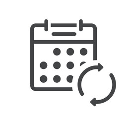 Refresh calendar date simple line stroke icon vector graphic, linear tin outline agenda reschedule update pictogram sign symbol, schedule sync change exchange repeating event
