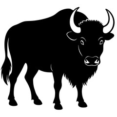 American Bison Silhouette Illustration of a Wild Buffalo Silhouette