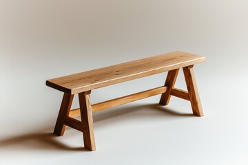 Minimalist wooden bench design contemporary living space furniture neutral palette front angle rustic charm and simplicity