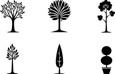 Fototapeta premium trees, nature, silhouette vector bundle