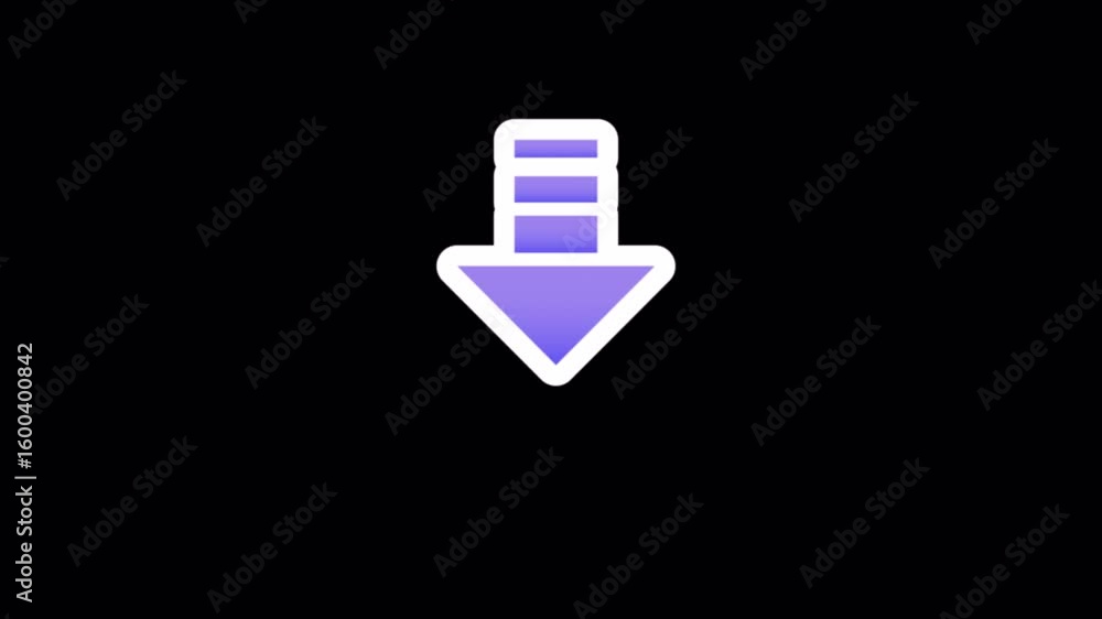 Poster animated downward arrow icon with gradient on black background
