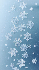 vertical Snowflakes on icy blue background, minimalist winter wallpaper