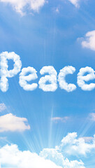 Word “Peace” made of clouds in blue sky, playful mood mobile wallpaper