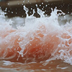 A close up photograph showing a breaking wave of water