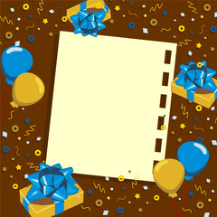 Birthday party banner template with birthday item