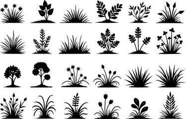 trees, nature, silhouette vector bundle