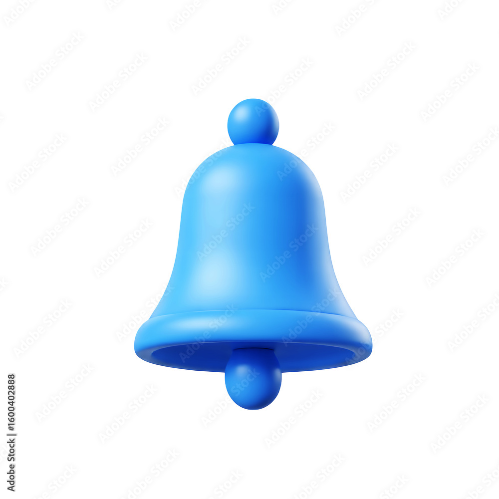 Poster a simple blue notification bell with a rounded design view on transparent background