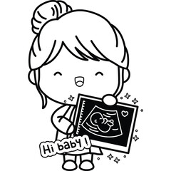 a vector of a doctor showing baby scan