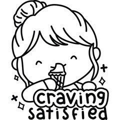 a vector of a pregnant lady eating ice cream