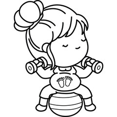a vector of a pregnant woman exercising