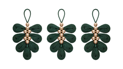 Green cord ornaments with golden beads image