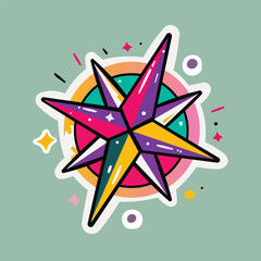 Compass wind rose colorful vector design element	
