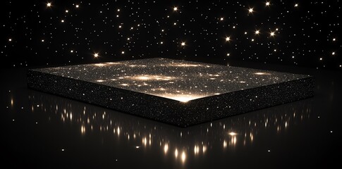 Dark Rectangular Stage with Starry Background