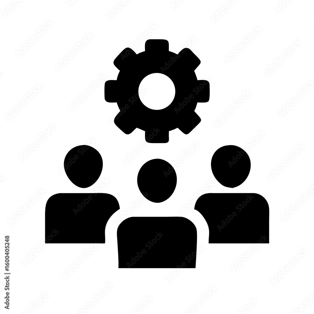 Poster teamwork collaboration settings icon for business management and organization process optimization c