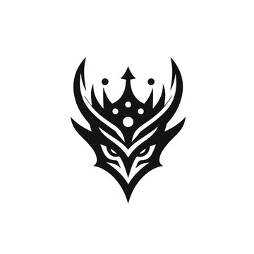 Tribal Crown Mask Vector with Sharp Horns and Sacred Geometry Elements