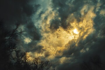 Naklejka premium Dramatic Sky with Golden Light