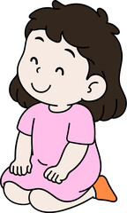 무릎 꿇은 여자 아이