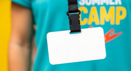 Blank Name Tag Hanging on Person's Neck at an Event