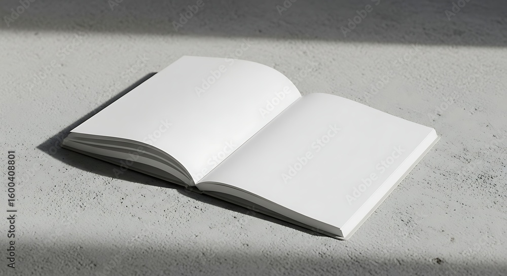 Aufkleber open notebook on concrete surface with shadow