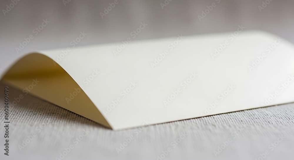 Poster curved paper object on textured surface close up