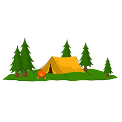 camping theme vector illustration with white background