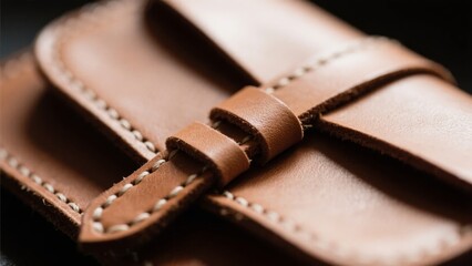 Close-up of a Handcrafted Leather Strap with Stitching Details