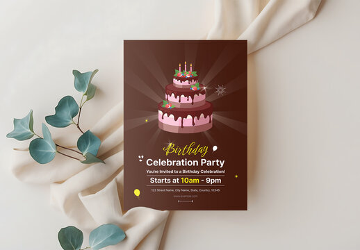 Modern Festive Birthday Celebration Party Flyer Template