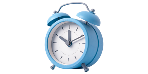 Charming retro alarm clock in a bright, inviting blue hue ready to signal important moments