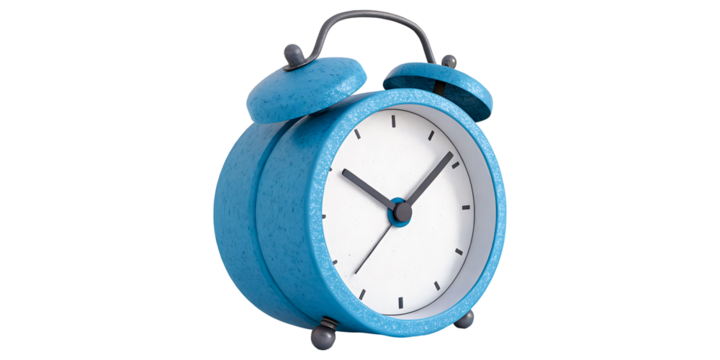 Charming retro blue alarm clock ready to wake you up to a productive day