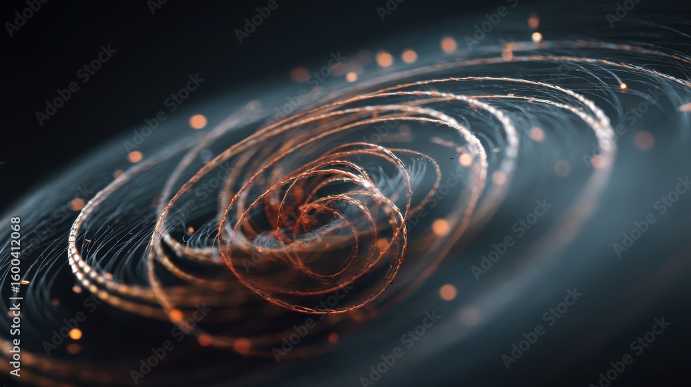 Poster dynamic animation showcasing graphene strands elongating into kilometer long coils, creating a mesme