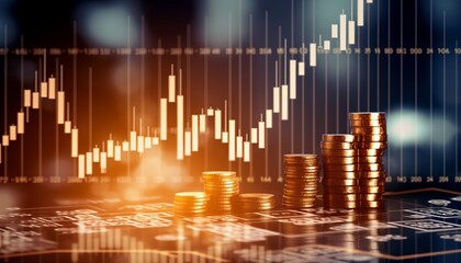 Stock Market or Forex Trading Graph with Candlestick Chart on Digital Screen

