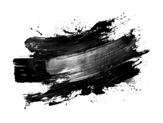Abstract gunge black painted brush stroke. Transparent background