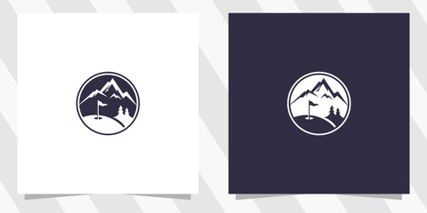 Mountain golf club logo emblem circle simple minimalist
