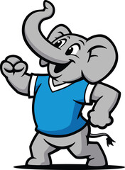 Obraz premium Cheerful Elephant Cartoon Character Giving Thumbs Up