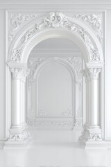 Elegant White Archway With Ornate Pillars