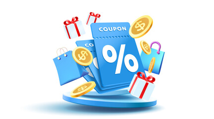 Coupon special voucher banner, event flyer. Vector illustration