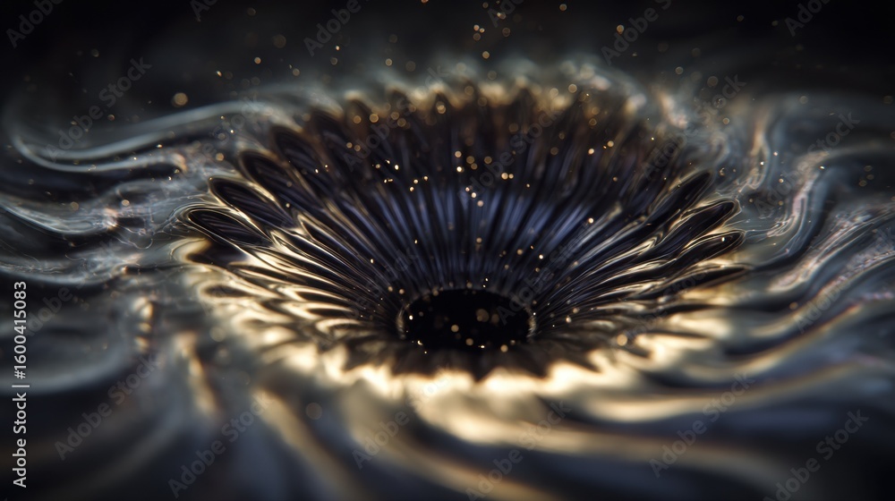 Poster mesmerizing movement and ripple effects of a ferrofluid droplet reacting to an electromagnetic field