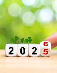 Images for the New Year 2026 and 2027,
various motifs with fireworks, dice, streets, as well as futuristic and traditional designs with clover leaves