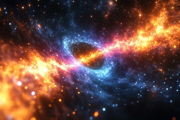 Obraz premium Galaxy with Orange and Blue Nebula Space