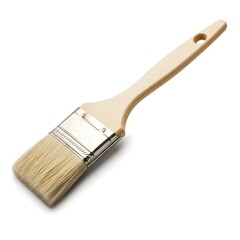 Angled paint brush with wooden handle isolated on white background