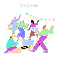 Vector Illustration of People Dancing at a Music Event