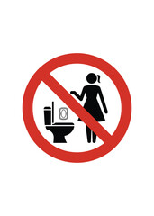 Do not flush feminine hygiene products down the toilet sign symbol