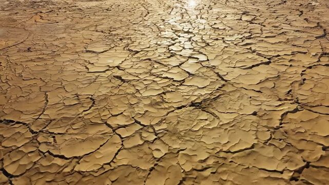 Cracked desert floor reflecting sunlight