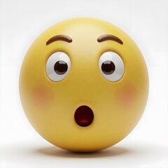 Fototapeta premium Surprised emoji face with wide eyes and open mouth isolated on white background