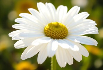 Obraz premium Delicate white chamomile flower, petals unfurling, soft sunlight, tranquility, organic